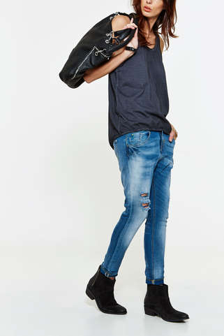 jeans meltin pot leia boyfriend bleu destroyed femme boyfriend jeans femme